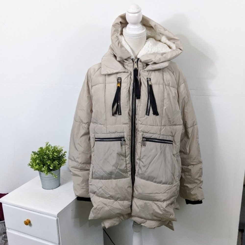 Bagatelle Faux Shearling Lined Parka Jacket Khaki